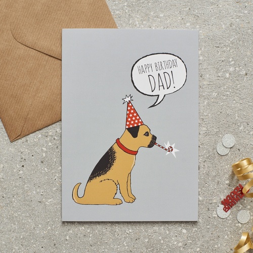 Border Terrier Happy Birthday Dad Card