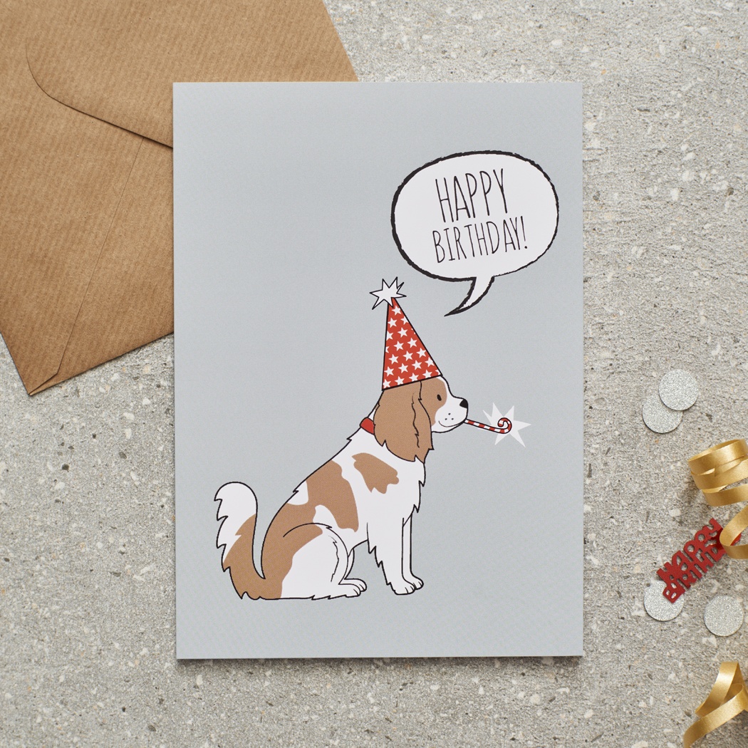 King Charles Cavalier Birthday Card