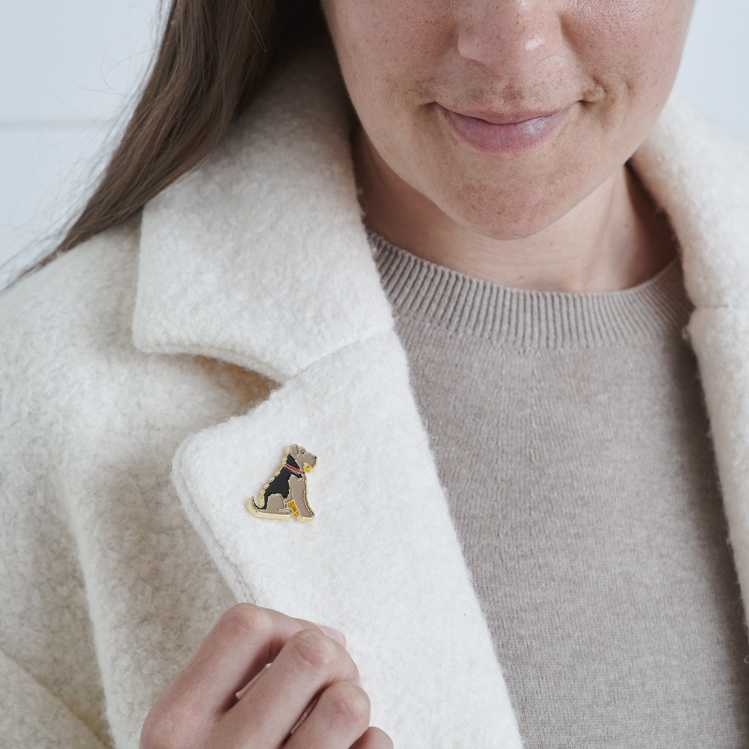 Airedale / Lakeland / Welsh Terrier Christmas Dog Pin
