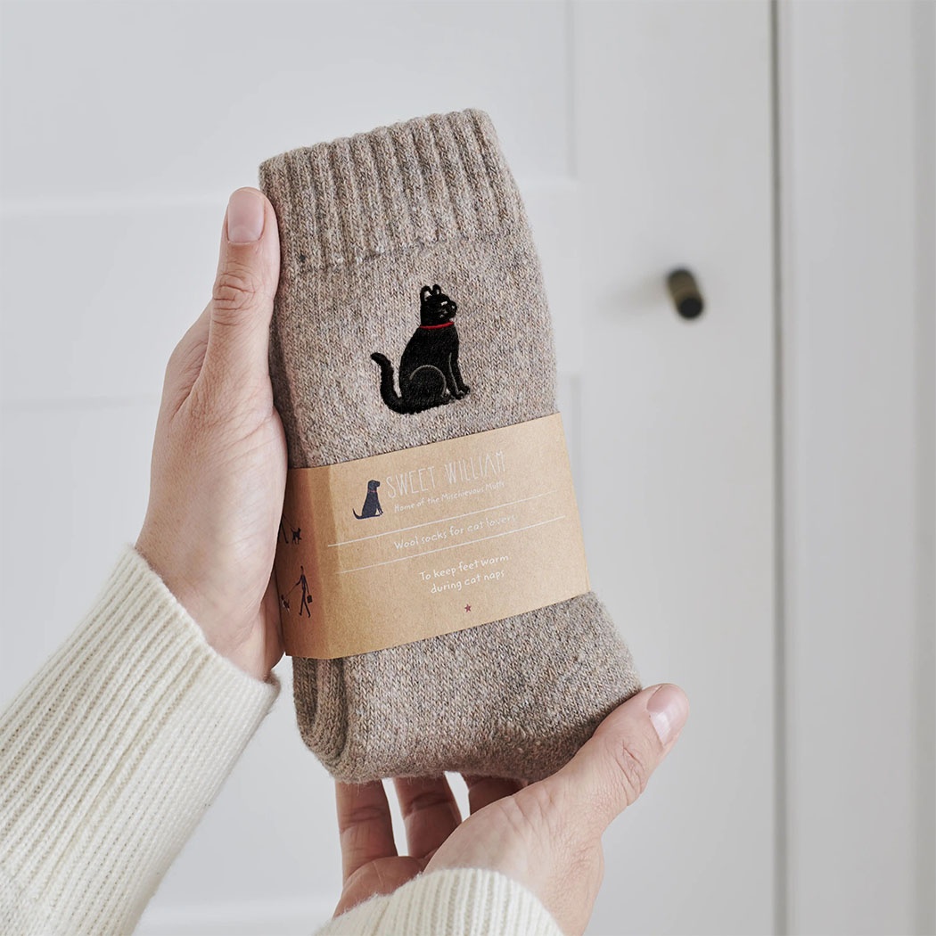 Black Cat Wool Socks