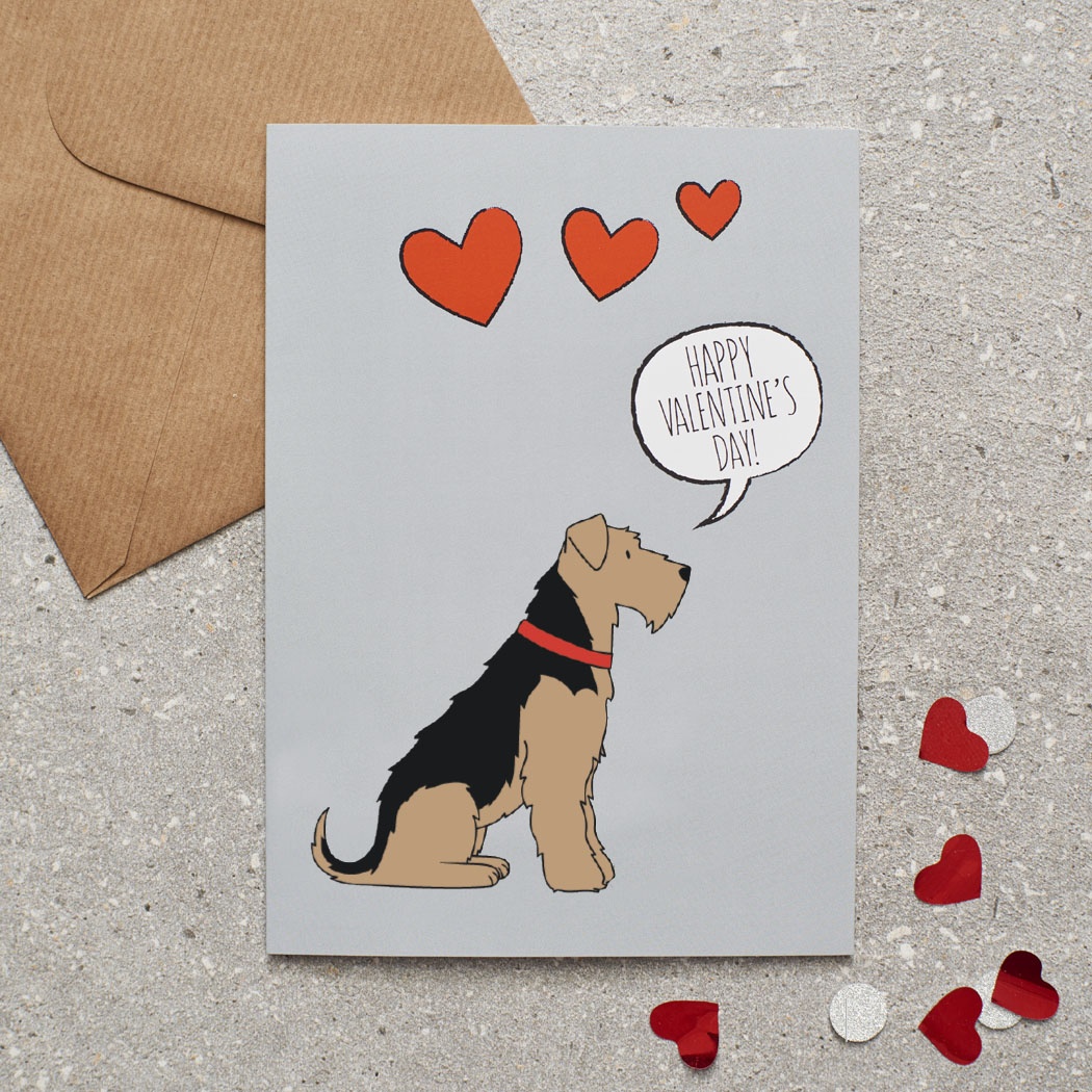 Airedale / Lakeland / Welsh Terrier Valentine's Day Card