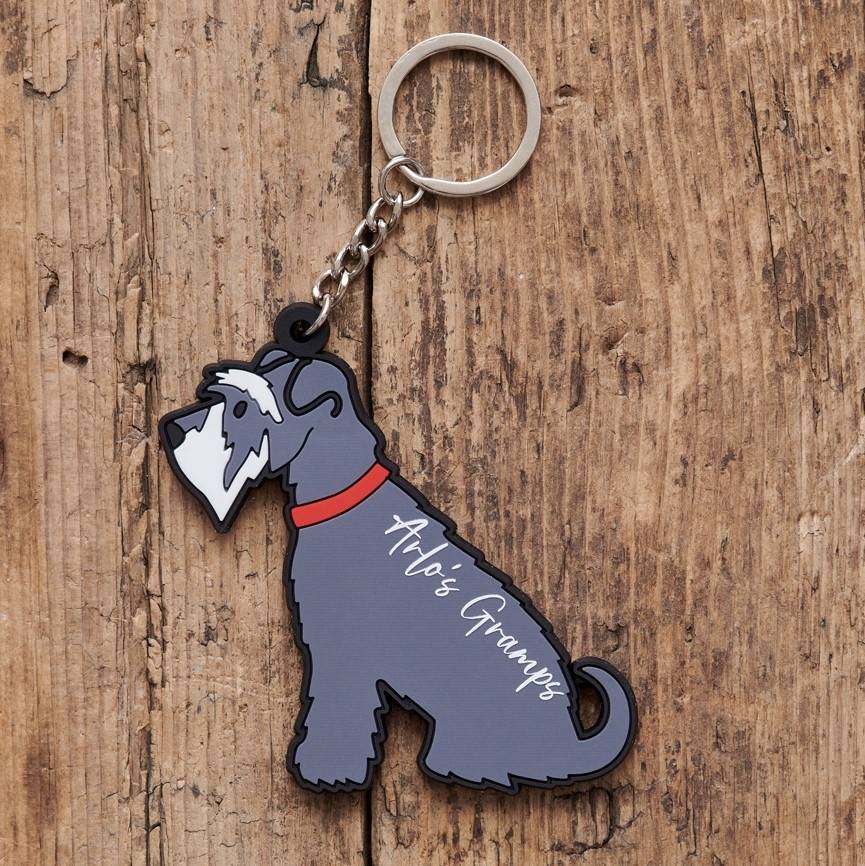 Grey Schnauzer Keyring - PERSONALISATION AVAILABLE