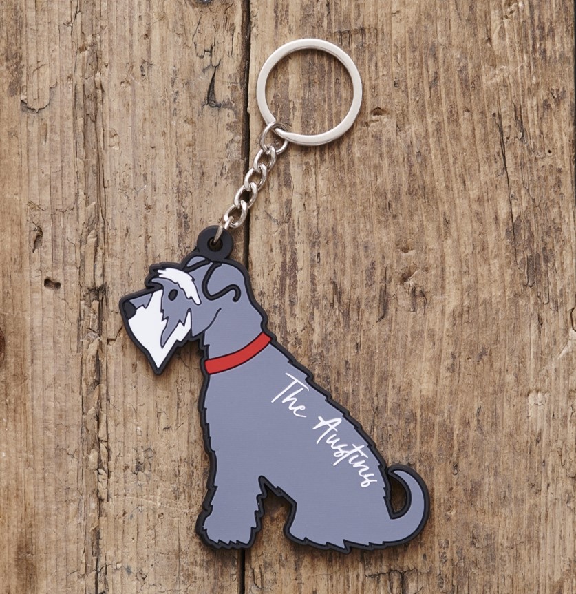 Grey Schnauzer Keyring - PERSONALISATION AVAILABLE