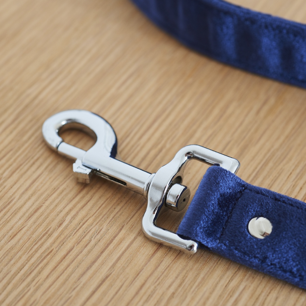 Velvet dog lead - navy